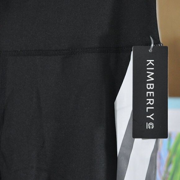 Kimberly C Black Leggings with a White & Gray Stripe New with Tags Size M - Picture 2 of 5